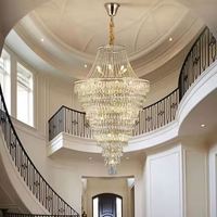 Lustre en cristal de luxe pour salon duplex, style moderne, décoration intérieure, or, long escalier, LED à intensité variable, garantie 3 ans, projet
