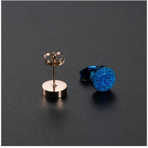 Minimalist Unisex <b>Titanium</b> Steel <b>Stud</b> Earrings Gold Color Round Shape Street Style Fashion Jewelry - Product Image 4