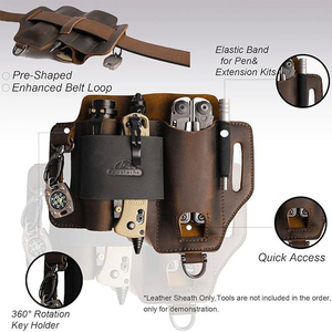 EDC Outdoor Tactical Tool Pouch Genuine Leather Survival Waist Bag Multi-Function Utility Pack for Hiking Camping Everyday Carry - Product Image 3