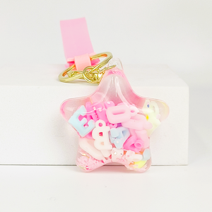 Porte-clés en acrylique avec perles lettres - Porte-clés couleur pastel scintillant pour sac à dos, sac à main, voiture, charmant cadeau avec perles alphabet - Product Image 4