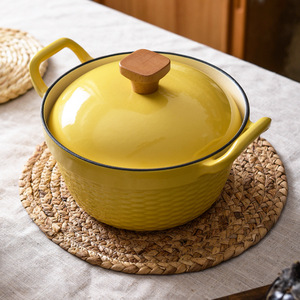 Casserole multifonctionnelle à double anse de 22 cm, <span class=keywords><strong>faitout</strong></span>, pot à pain, en fonte émaillée antiadhésive, casserole à soupe - Product Image 4