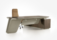 Bureau de direction moderne et luxueux avec armoire de rangement latérale, pieds courbes design, table de travail pour PDG et managers