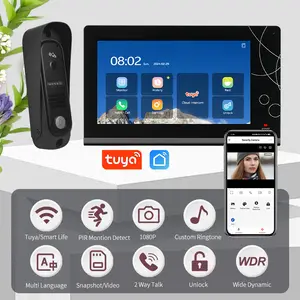 Tuya akıllı WiFi/kablolu görüntülü kapı telefonu 1080P Video interkom 7 inç IPS ekran kamera kapı zili Video kayıt Villa ev çan
