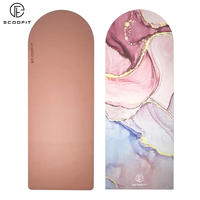 Tapis de yoga en PU écologique et végétalien, couleur unie nude, avec logo personnalisé imprimé, gaufré, découpé au laser, forme ovale ou pilulière, en caoutchouc, pour le yoga.