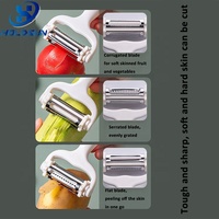 Pengupas dan Pemotong Buah Manual Putar 3 in 1 Multifungsi Desain Lumba-lumba Stainless Steel Kontrol Warna Kustom Mudah Digunakan