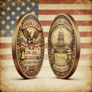 Pièce de monnaie commémorative du 250e anniversaire des États-Unis 1776-2026, Aigle chauve, drapeau américain, objet de collection patriotique plaqué or, souvenir - Product Image 3
