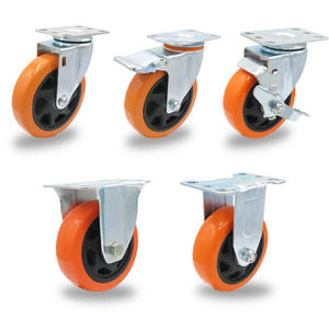 Nenhum noise100mm laranja poliuretano rodas giratórias rodízio 4 polegadas pesados - Product Image 1