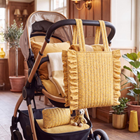 Ensemble de sacs organisateurs matelassés à imprimé floral pour poussette, avec volants, sac de rangement pour maman et pochette assortie pour poussette