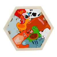 Bloques de madera para rompecabezas de bebés, juguetes educativos con animales, frutas y vehículos, rompecabezas 3D para niños, regalos.