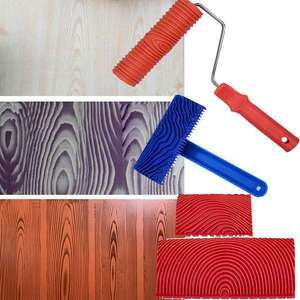 Juego de herramientas de madera de goma DIY, herramienta de pintura de rodillo de grano de madera con mango para decoración de pintura artística de habitación de pared - Product Image 5