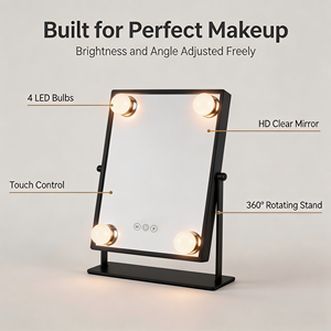 Miroir de maquillage LED à intensité variable et sensible au toucher Vanité de bureau en bois de houx avec ampoule LED remplaçable <span class=keywords><strong>pour</strong></span> le maquillage écrémage en gros - Product Image 4