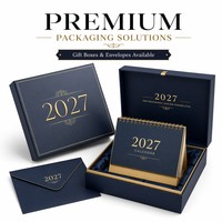 Calendrier de table en papier 2027, planificateur annuel personnalisé, impression UV pour cadeau d'entreprise, haute qualité, directement de l'usine, avec horloge