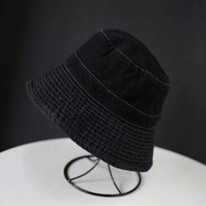 2025 New Arrival Men Women Japanese Style Street Fashion <b>Sunscreen</b> Fisherman Hat Washed Denim Custom Logo Wide Brim Bucket Hat - Product Image 5