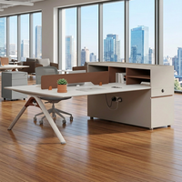 Poste de travail de bureau individuel moderne en bois avec cloison de séparation et table, ensemble de mobilier pour employés, vente en gros