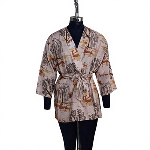 Al por mayor: Kimono Kaftán de Lujo Estampado, 100% Lino, Secado Rápido, Transpirable, Verano, Otoño, Primavera, Precio Competitivo, Última Colección - Product Image 3