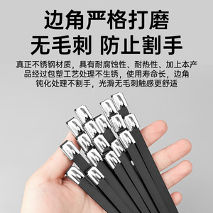 LTS Litai - Bridas para Cables de Acero Inoxidable 304 con Recubrimiento en Polvo, Color Negro, Autoblocantes, para Uso Marino y en Exteriores - Product Image 5
