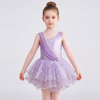Robe de tutu de ballet pour filles P073, sans manches, avec bretelles en maille, justaucorps pour enfants, paillettes étoiles, tulle, costume de danse de princesse, performance sur scène