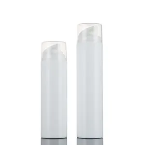 Flacone per pompa airless per lozione in PP bianco da 50ml 100ml 120ml 150ml per cosmetici fornitore di imballaggi in cina contenitore rotondo all'ingrosso