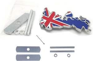 British Flag <strong>UK</strong> Flag United Kingdom Flags <strong>Car</strong> Emblem Logo for <strong>Car</strong> Front Grille Personalized Metal Grill <strong>Badge</strong> Including Screws - Product Image 3