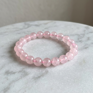 Bracelet en perles d'agate rose naturelle et de quartz rose – Bracelet en pierre de cristal fait main pour femme - Product Image 2