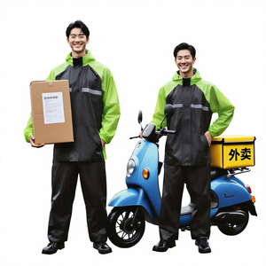 Impermeable Dividido para Motocicleta/Bicicleta Eléctrica para Hombre, Material de PVC, Diseño Minimalista, Protección Completa contra la Lluvia Intensa, para Repartidores, Crepúsculo - Product Image 1