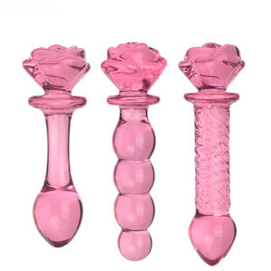 3セットピンクガラスディルド膣アナルマッサージディルド大人のおもちゃ - Product Image 1