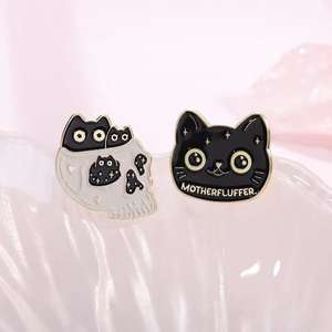 Broche esmaltado gótico, joyería, <span class=keywords><strong>libro</strong></span> de gato mágico, broche de dibujos animados de gatito Punk negro, insignia de solapa para mochila, ropa o regalo - Product Image 5