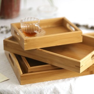 Plateau de service rectangulaire en bambou, plateau à thé et café en bois massif pour hôtel et usage domestique - Product Image 2