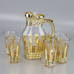 Logotipo personalizado, venta al por mayor, jarra de agua dorada, juego de agua de vidrio, 7 Uds., jarra de vaso de vidrio, juego de jarra con tapa, juego de agua de vidrio - Product Image 5