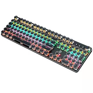 Retro Punk Style Backlit Mechanical Keyboard Electroplating Knob Wired Gaming Keyboard For <b>Computer</b> - Product Image 1