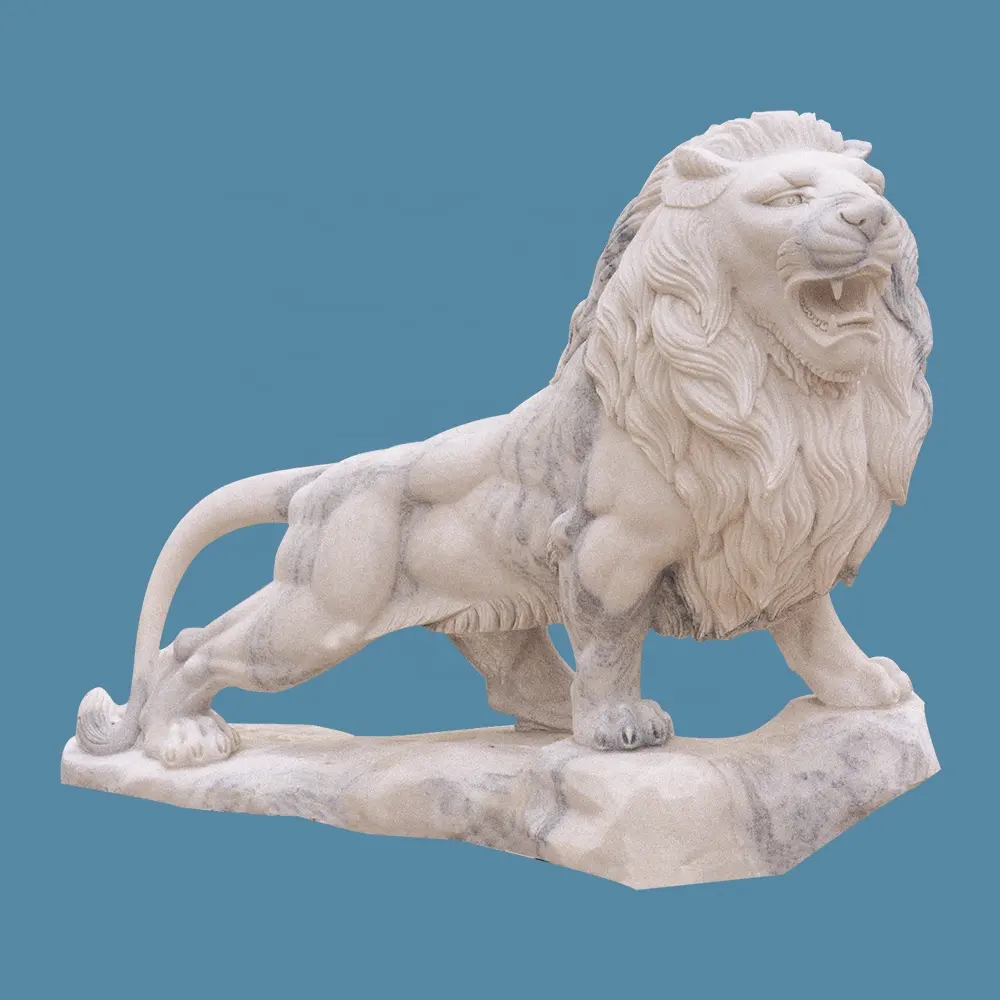 home decor outdoor garden decoration small white marble guardian lion statue