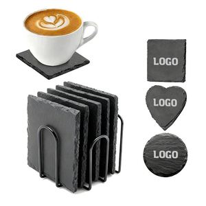 Customizable With Engraving Logo Drink Stone Promotion Gift <b>Slate</b> Coasters Bulk - Product Image 1