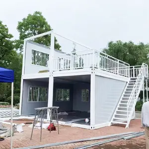 Homestay Hotel Room office modular villa with terrace 3units container house villa with balcony living house office street shops