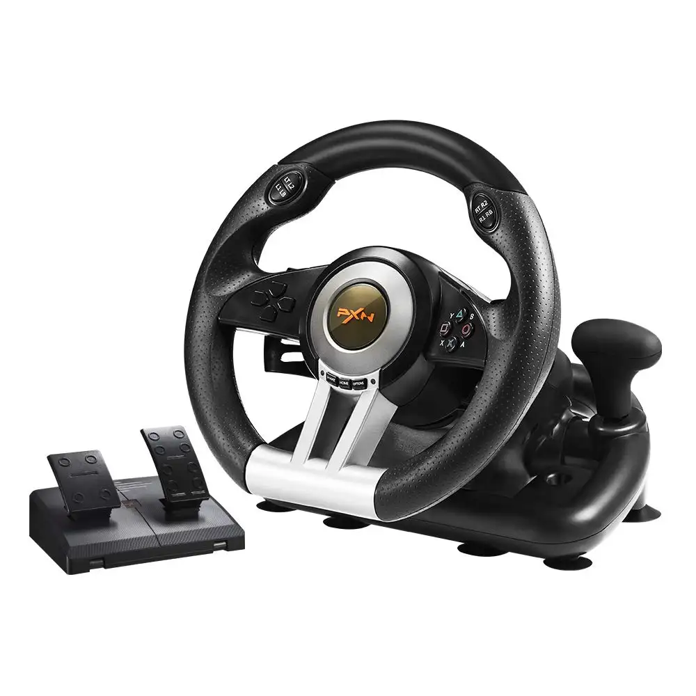 Cheapest PXN V3II PXN V3 Double Vibration Gaming Steering Wheel with Shifter and Pedals for xbox series x, ps3, ps4, switch, pc