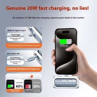 Pour Remax Capsule 20W Charge Rapide Portable Mini Banque D'alimentation Mobile Type-C Rotatif Plug-In Câble Intégré Usine En Gros