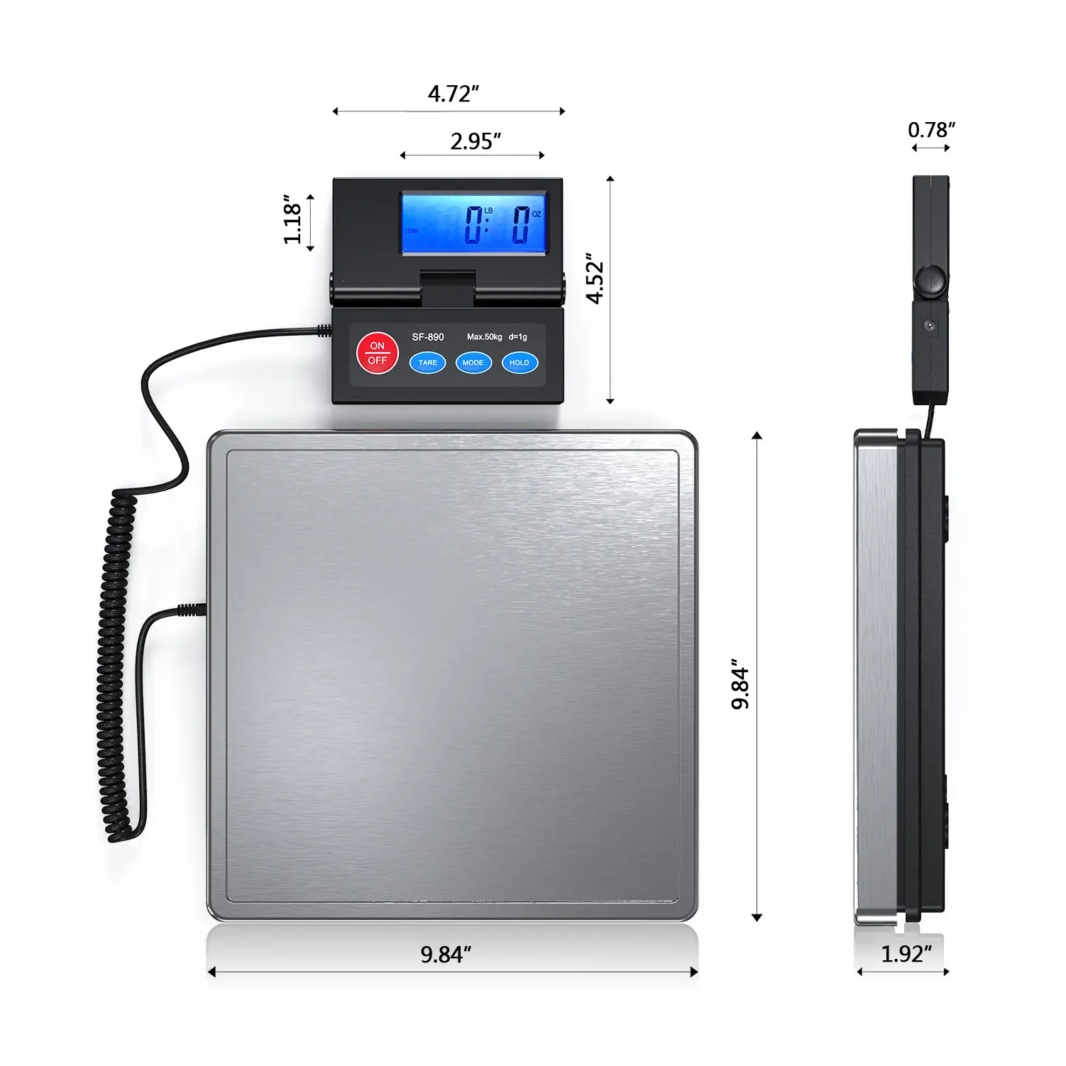 SF-890 50kg 1g Stainless Steel Weighing Pan Digital Post Office Table Top Scale Parcel Postal Shipping Scale