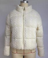 Parka matelassée en tricot torsadé pour femme, en fil extensible BPT de qualité supérieure, style anglais, coupe-vent, col montant, chaud pour l'hiver, OEM ODM