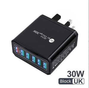 Ce RoHs FCC QC3.0 nhanh <span class=keywords><strong>USB</strong></span> sạc 30W sáu cổng adapter SCP gan OTP EU/US/UK Cắm Tường điện thoại di động sạc <span class=keywords><strong>Adaptor</strong></span> Đối với trang chủ - Product Image 6