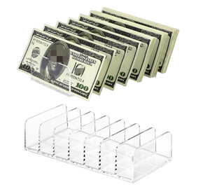 Venta caliente gran acrílico efectivo organizador 8 secciones claro dinero presupuesto bandeja organizador solo para exhibición - Product Image 3