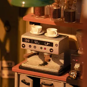 Kit Artigianale Robotime Rolife DG162 <span class=keywords><strong>Casa</strong></span> Caffetteria Slow Life Puzzle 3D in Legno <span class=keywords><strong>Casa</strong></span> delle Bambole in Miniatura Fai-da-Te - Product Image 4
