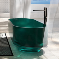 Baignoire autoportante de luxe en acrylique transparent, surface solide en pierre marron, portable, pour usage hôtelier