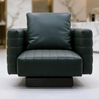 Fauteuil d'appoint modulaire en cuir vert foncé, canapé contemporain pour salon