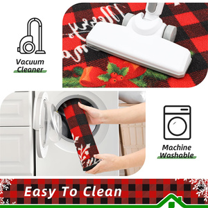 Alfombras de cocina de copo de nieve a cuadros de búfalo rojo, alfombrillas de cocina lavables antideslizantes, juego de alfombras de cocina de <span class=keywords><strong>Navidad</strong></span> de 2 uds - Product Image 5