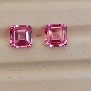 Zafiro rosa cultivado en laboratorio, corte esmeralda, piedra suelta de calidad premium, tamaño calibrado, piedra de zafiro rosa para la fabricación de joyas. - Product Image 5