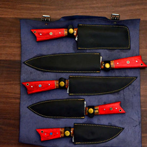 Ensemble de couteaux de chef en acier Damas faits à la main avec manche en bois, ensemble de couteaux de cuisine professionnels en acier Damas écologique - Product Image 3