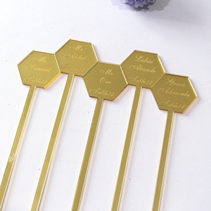 Agitador acrílico personalizado <span class=keywords><strong>para</strong></span> bebidas de cóctel, agitador con diferentes nombres, Decoración de Pastel hexagonal, agitadores de bebidas <span class=keywords><strong>para</strong></span> café y boda - Product Image 2