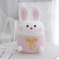 Panier de rangement en corde de coton rose mignon, deux pièces, écologique, pour jouets d'enfants et cosmétiques, organisateur d'objets divers