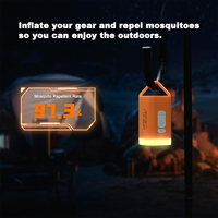 RoosCamp Pompe à air électrique portable mini, adaptateur de valve, gonfleur puissant 6.0kPa, lanterne de camping et anti-moustiques 4-en-1 en plastique