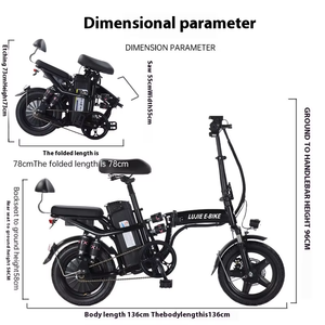 OEM 48V zusammen klappbares Elektro fahrrad Ultraleichtes kleines Elektro fahrzeug 48 V250W Lithium batterie Stahlrahmen 250W für den Export - Product Image 3