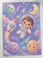 Puzzles personnalisés sur le thème de l'espace, 100 pièces, imprimables, éducatifs, en carton bleu, pour enfants